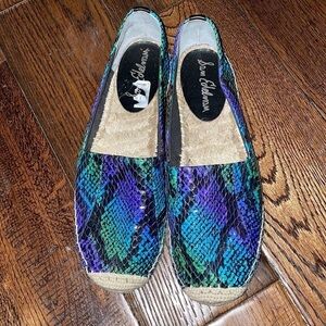 Sam Edelman Lynn Snakeskin Iridiscent Espadrille Flats